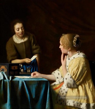 Maîtresse et Maid Baroque Johannes Vermeer Peinture à l'huile